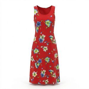 Alice & Olivia Red Floral Print Cocktail Dress Medium Maxi Sleeveless Tie Back